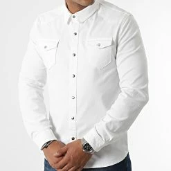 Promo 😉 Chemise Jean Manches Longues 1739 Blanc de LBO ❤️ -France LBO Soldes Boutique lbo 308654 FAB SHALBO 1739 20220616T155832 01