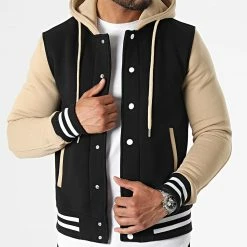 Remise 🔔 Veste Teddy A Capuche 2397 Noir Beige de LBO 🎉