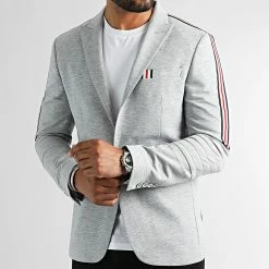 Acheter 🌟 Veste Blazer A Bandes 0117 Gris Chiné de LBO 👍