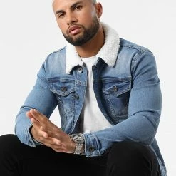 Tout neuf 🛒 Veste Jean Col Fourrure 1884 Bleu Denim de LBO 👍 -France LBO Soldes Boutique lbo 310469 FAB SHALBO 1884 20220503T153452 02