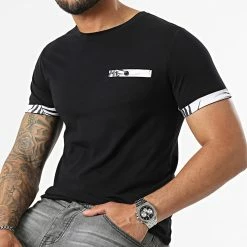 Le moins cher 👍 Tee 👕 Shirt Poche Détails Imprimé Tropical 2336 Noir de LBO ⌛ -France LBO Soldes Boutique lbo 310476 FAB SHALBO 2336 20220517T154500 03