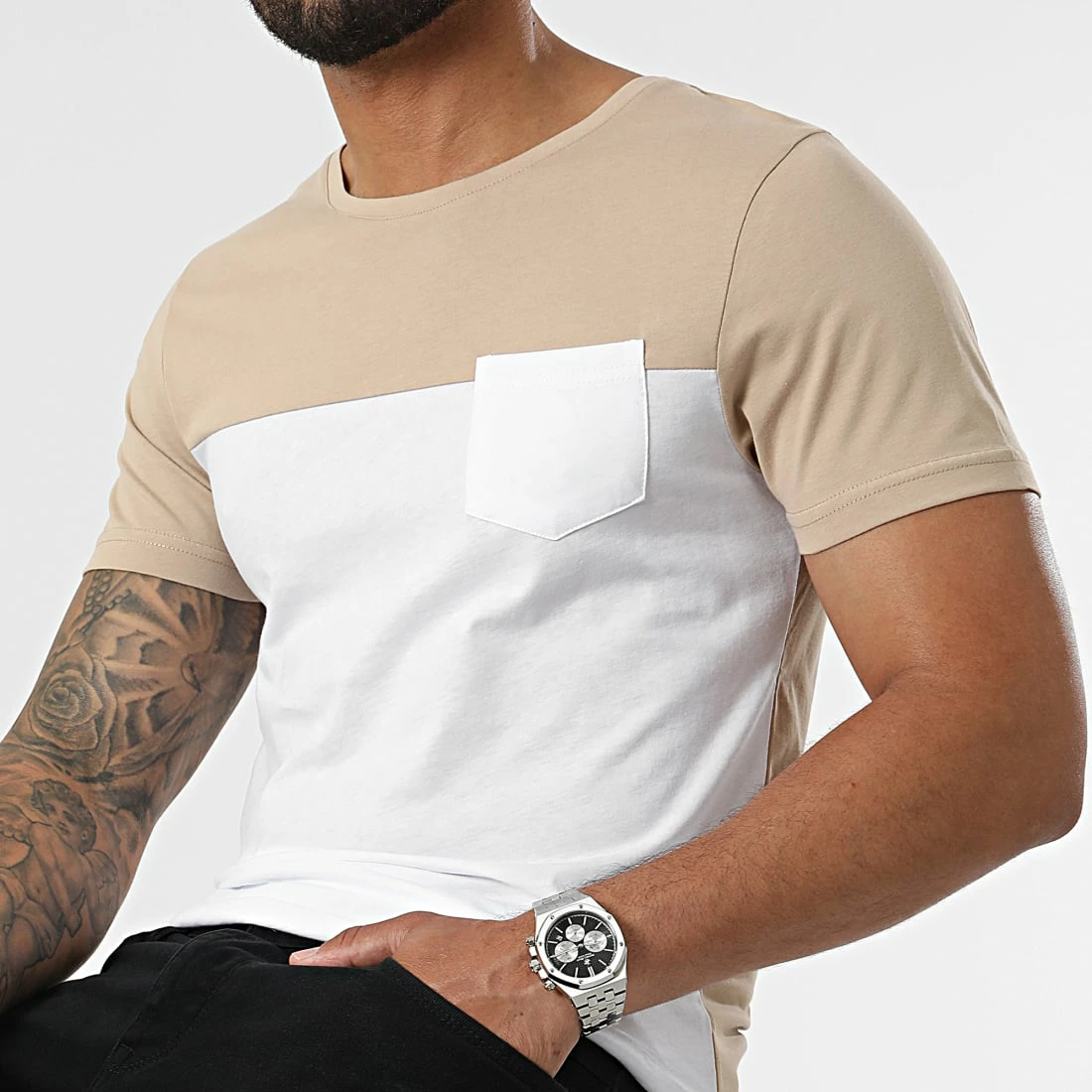 Remise 🥰 Tee 👕 Shirt Poche 2405 Blanc Beige de LBO 🛒 4 Remise 🥰 Tee 👕 Shirt Poche 2405 Blanc Beige de LBO 🛒 – Image 2