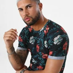 Meilleur prix 🧨 Tee 👕 Shirt Oversize Imprimé Avec Revers 2425 Floral Noir de LBO 👍 -France LBO Soldes Boutique lbo 312937 FAB SHALBO 2425 20220517T100428 03