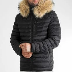 De gros 👏 Doudoune Capuche Diamond Avec Fourrure Beige 0031 Noir de LBO 🔔