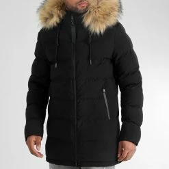 Budget 🔔 Doudoune Longue Explorer Avec Fourrure Beige 0036 Noir de LBO 🥰