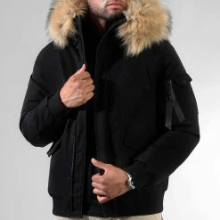 Bon marché 🧨 Parka Courte Platinium Avec Fourrure Beige 0040 Noir de LBO ⌛