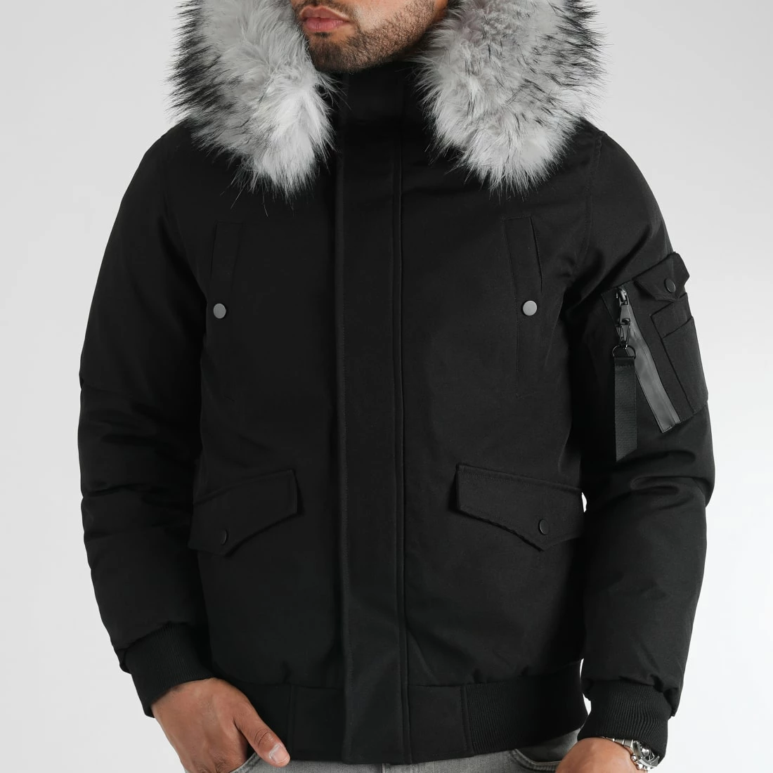 Coupon 🧨 Parka Courte Platinium Avec Fourrure Grise 0041 Noir de LBO 👏 3 Coupon 🧨 Parka Courte Platinium Avec Fourrure Grise 0041 Noir de LBO 👏