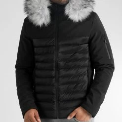 Grosses soldes ⭐ Doudoune Light Puff Avec Fourrure Grise 0056 Noir de LBO 🔔 -France LBO Soldes Boutique lbo 314226 FAB LBO 1070510 0056 20221107T090623 03