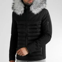 Grosses soldes ⭐ Doudoune Light Puff Avec Fourrure Grise 0056 Noir de LBO 🔔