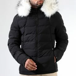 Budget 🎉 Doudoune Racer Premium Avec Fourrure Blanche 0063 Noir de LBO ❤️