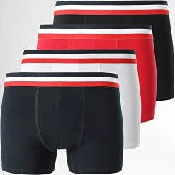 Sortie 🧨 Lot De 4 Boxers 2447 Noir Blanc Rouge Bleu Marine de LBO 🥰