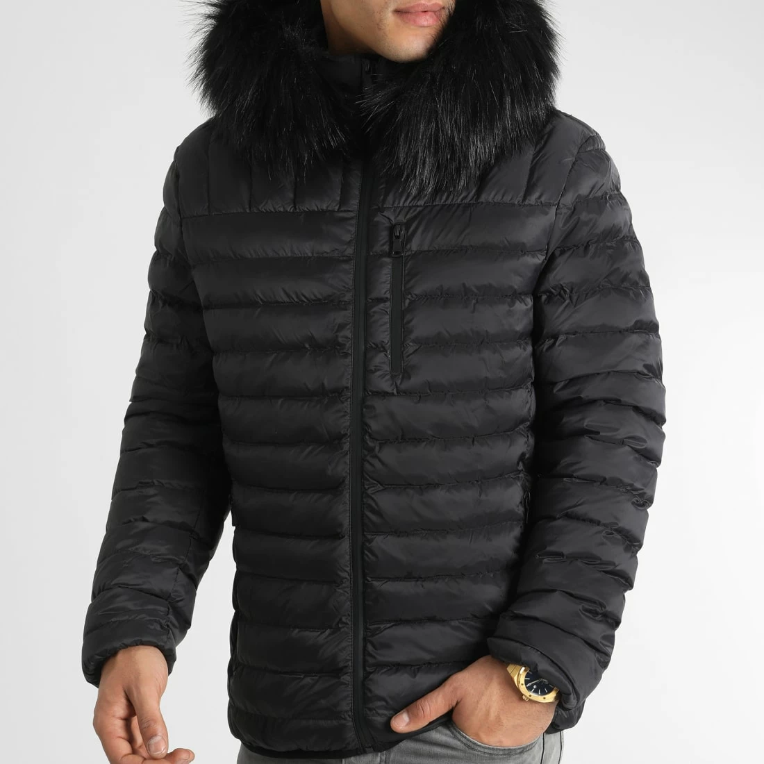 Tout neuf 🔥 Doudoune Capuche Diamond Avec Fourrure Noire 0064 Noir de LBO 🔔 3 Tout neuf 🔥 Doudoune Capuche Diamond Avec Fourrure Noire 0064 Noir de LBO 🔔