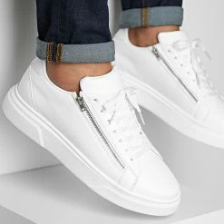 Le moins cher 😀 Baskets Avec Zip 2459 Blanc de LBO ✨