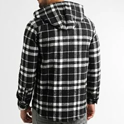 Le moins cher 😀 Surchemise A Carreaux Avec Capuche 2393 Noir Blanc de LBO ❤️ -France LBO Soldes Boutique lbo 317114 FAB SHALBO 2393 20220805T151547 04