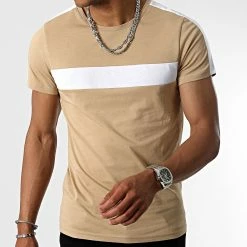 Nouveau 😍 Tee 👚 Shirt Bicolore 2463 Beige de LBO ❤️