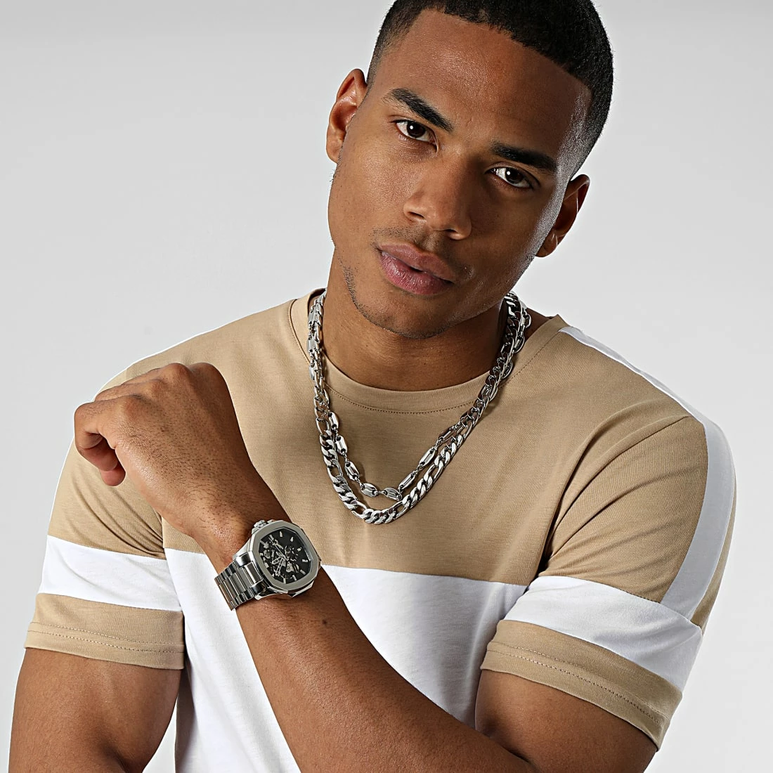 Sortie 💯 Tee 👚 Shirt Oversize A Bandes 2470 Blanc Beige de LBO 🤩 4 Sortie 💯 Tee 👚 Shirt Oversize A Bandes 2470 Blanc Beige de LBO 🤩 – Image 2