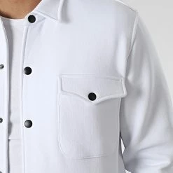 Sortie 🌟 Surchemise Unie 2491 Blanc de LBO ⌛ -France LBO Soldes Boutique lbo 318097 SHALBO 2491 20220812T154337 02