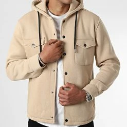 Coupon ⭐ Surchemise Uni Avec Capuche 2492 Beige de LBO ❤️