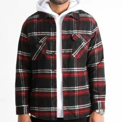 Promo ⭐ Surchemise A Carreaux 2488 Noir Rouge de LBO 🥰 -France LBO Soldes Boutique lbo 318102 SHALBO 2488 20221116T113111 01