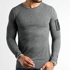 Bon marché 👍 Lot de 2 Tee 👚 Shirts Manches Longues Bomber 2494 Noir Et Gris Anthracite Chiné de LBO 🥰 -France LBO Soldes Boutique lbo 319515 SHALBO 2494 20220720T085409 03