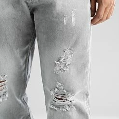 Remise 🤩 Jean Relaxed Fit Avec Destroy 2508 Denim Gris Clair de LBO 💯 -France LBO Soldes Boutique lbo 319973 SHALBO 2508 20220812T145106 02