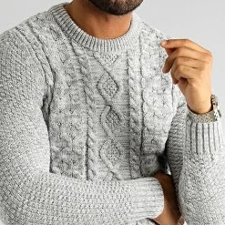 Meilleure vente 🥰 Pull Col Rond Torsades 0251 Gris Clair de LBO 💯 -France LBO Soldes Boutique lbo 320008 LBO 1070546 0251 20220913T155747 02