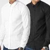 Top 10 ✨ Lot de 2 Chemises Manches Longues Slim Fit 2514 Blanc Et Noir de LBO 🎉 -France LBO Soldes Boutique lbo 321032 SHALBO 2514 20220824T153800 01