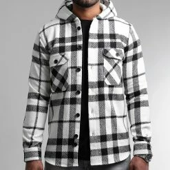 De gros 😉 Surchemise A Carreaux Avec Capuche 2516 Noir Blanc de LBO 💯 -France LBO Soldes Boutique lbo 321037 SHALBO 2516 20221011T152849 01