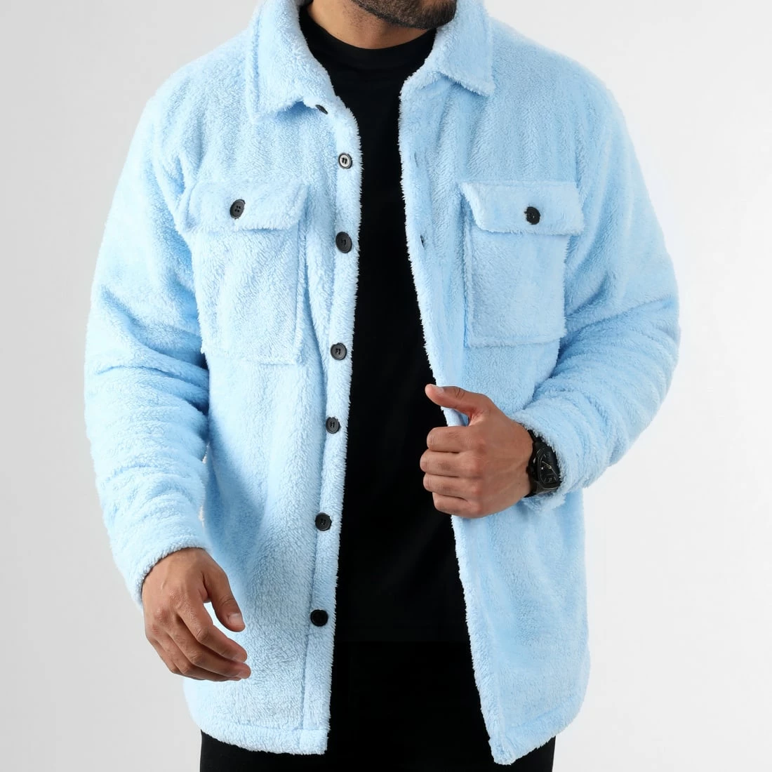 Sortie 🥰 Surchemise Fourrure Mouton 0241 Bleu Ciel de LBO 🤩 5 Sortie 🥰 Surchemise Fourrure Mouton 0241 Bleu Ciel de LBO 🤩 – Image 3