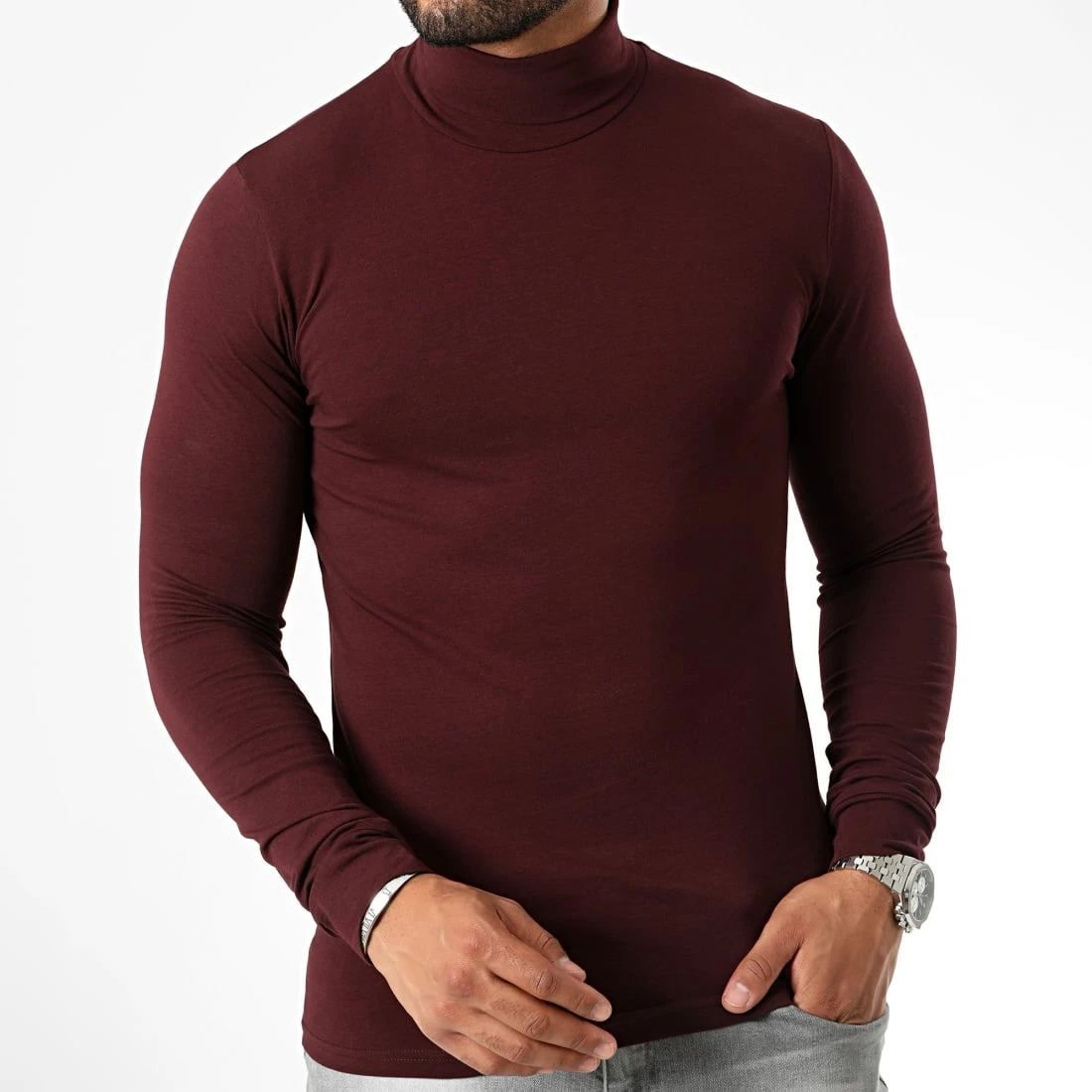 Budget 👍 Lot De 2 Tee 👕 Shirts Col Roulé Manches Longues Unis 2625 Noir Bordeaux de LBO 😀 6 Budget 👍 Lot De 2 Tee 👕 Shirts Col Roulé Manches Longues Unis 2625 Noir Bordeaux de LBO 😀 – Image 4