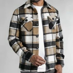 Vente flash 🔥 Surchemise A Carreaux TM2201 Beige Blanc Noir de LBO ⌛ -France LBO Soldes Boutique lbo 326659 LBO TM2201 20221005T091719 03