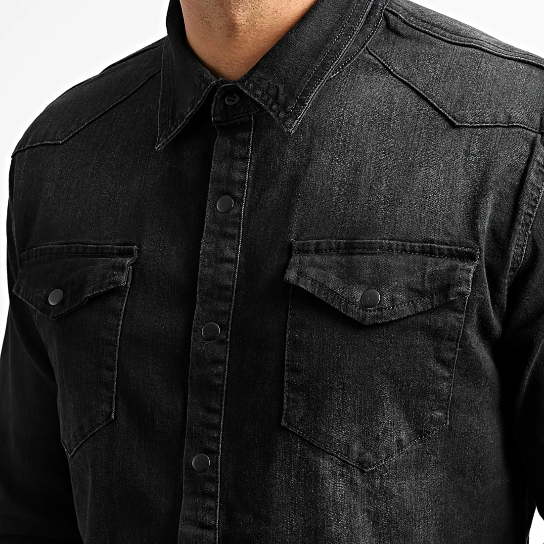 Promo 🤩 Chemise Jean Manches Longues Jean 0057 Noir Denim de LBO 🎉 3 Promo 🤩 Chemise Jean Manches Longues Jean 0057 Noir Denim de LBO 🎉 – Image 2