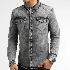 Budget ❤️ Chemise Jean Manches Longues 0060 Gris Denim de LBO ⭐