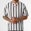 Coupon 😉 Tee 👚 Shirt Oversize Large A Rayures 2685 Noir Blanc Beige de LBO 🎁 -France LBO Soldes Boutique lbo 329094 SHALBO 2685 20220906T150614 01