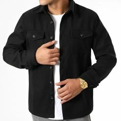 Bon marché 🔔 Surchemise Epaisse Uni 0123 Noir de LBO 👍