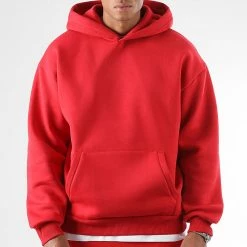 Bon marché 😀 Sweat Capuche Oversize Large Premium 2607 Rouge de LBO 🥰