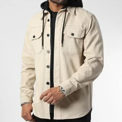 Acheter 💯 Surchemise En Jean Avec Capuche 2532 Beige de LBO 😍