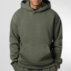 Nouveau 🥰 Sweat Capuche Oversize Large Premium 2756 Vert Kaki de LBO 🧨