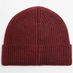 Remise ❤️ Bonnet Mailles Epaisses Avec Revers Bordeaux de LBO 🤩