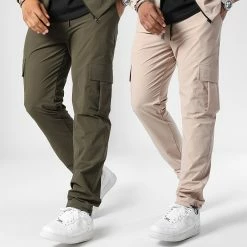 Meilleure affaire 💯 Lot De 2 Pantalons Cargo 10701336 Beige Vert Kaki de LBO 👍
