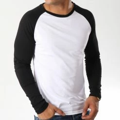 Acheter ❤️ Tee 👕 Shirt Manches Longues Raglan 35-1 Noir Blanc de LBO 😍