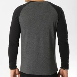 Meilleur prix 🧨 Tee 👕 Shirt Manches Longues Raglan 48-1 Noir Gris Anthracite de LBO ✔️ -France LBO Soldes Boutique lbo 89838 FAB SHALBO 48 1 20190419T133339 04