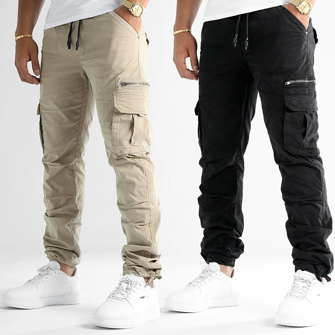 Promo 🛒 Lot De 2 Pantalons Cargo 1070546 Noir Beige de LBO 😀 3 Promo 🛒 Lot De 2 Pantalons Cargo 1070546 Noir Beige de LBO 😀